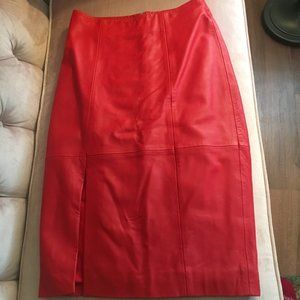 Just Female Red Lambskin Pencil Skirt, Size XS